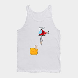 funny mouse on top of a cheese taking helicopter rope ladder Tank Top